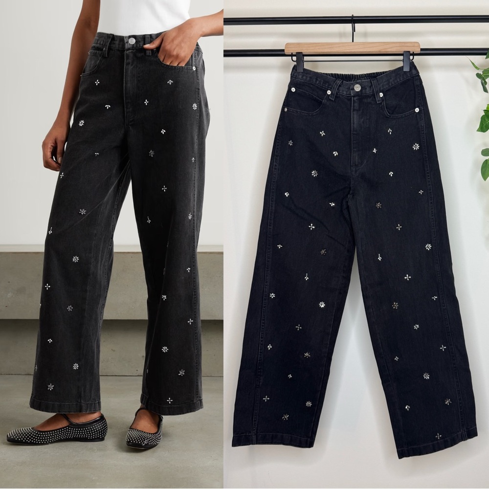 NWT Sea New York Bala Beaded Wide Leg Denim Jeans size 2 NEW